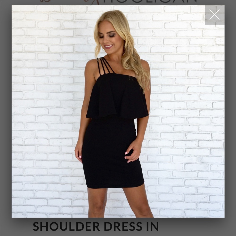 Navy off the shoulder dress from Dainty Hooligan